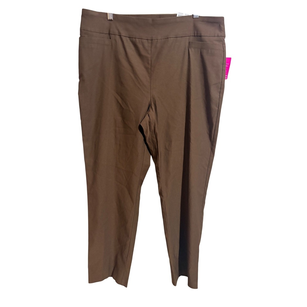 Kim Rogers Millennium Straight Pants Womens 18 Brown NEW Tummy Control Pull On